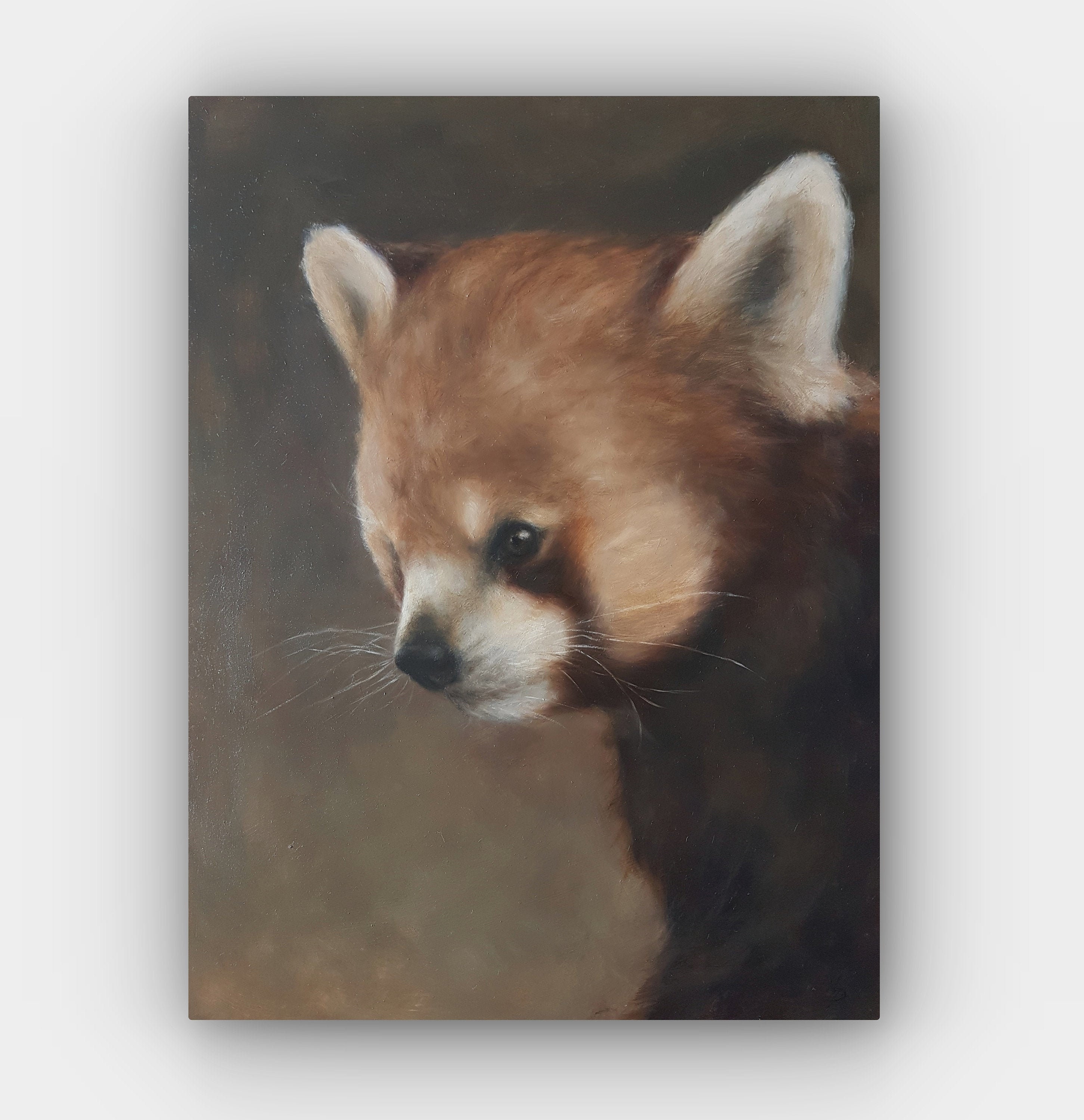 Curious Panda 8x8 Handpainted Acrylic Canvas Painting