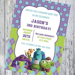 Monster Inc. Birthday Invitation, Monster Digital Invitation