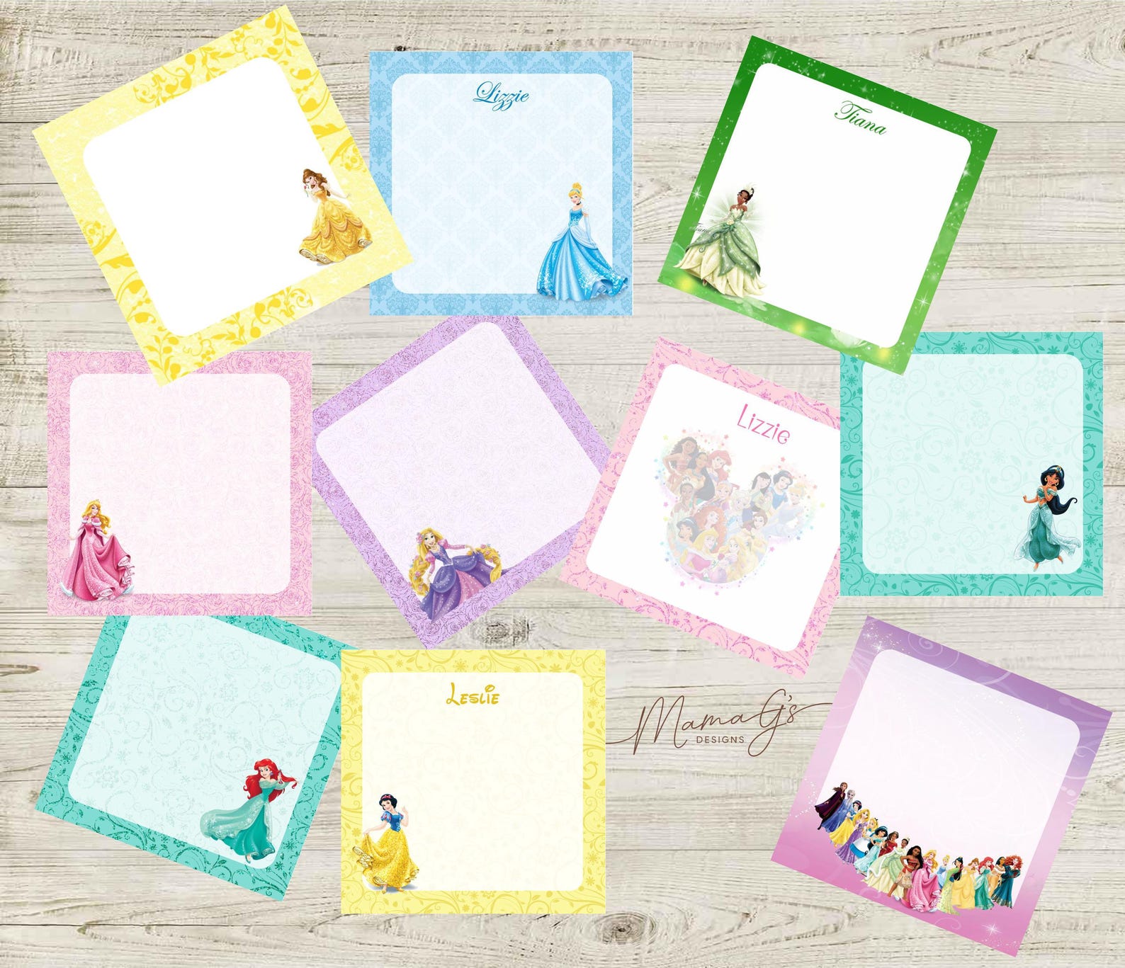 Disney Princesses Inspired Personalized Sticky Notes/fish Extender ...