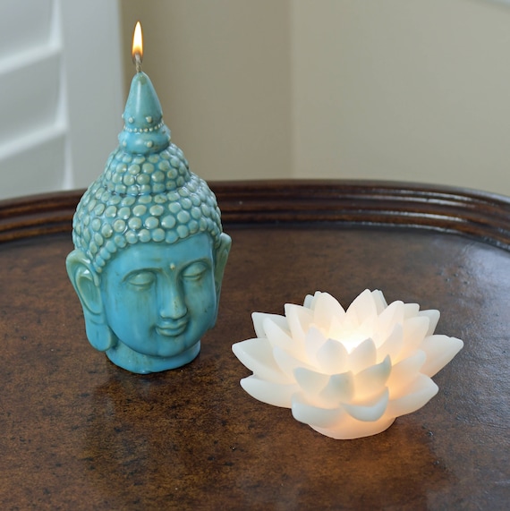 Bouddha & Bougie de fleur de lotus LED - Etsy France