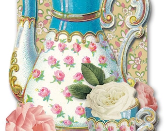 Embossed Teapot Note Card with Gold Foil, Dimensional Design