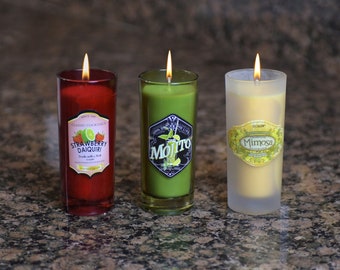 3-Piece Large Shot Glass Candle Gift Set with Scents of Daiquiri, Mojito and Mimosa