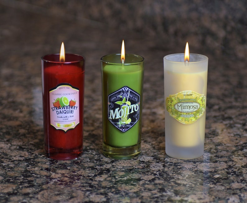 3Piece Large Shot Glass Candle Gift Set with Scents of Etsy