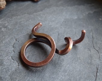 Oxidized Copper Statement Ring, Adjustable Design