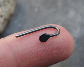 Tiny silver hoops, oxidized mini ear rings.