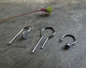 Set of 3 minimalist  silver earrings