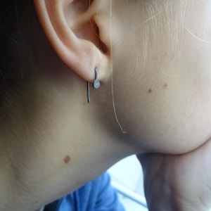 Tiny minimalist dark silver earrings,mens earrings,blackened silver earrings,earthy earrings