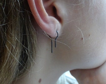 Minimalist dark silver earrings