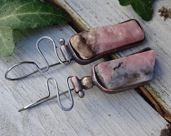 Brutalist Earrings with opal
