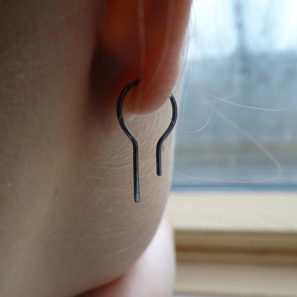 Unisex ear rings, blackend silver ear rings,mens ear rings