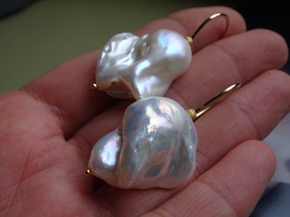 Baroque pearl earrings etsy deals