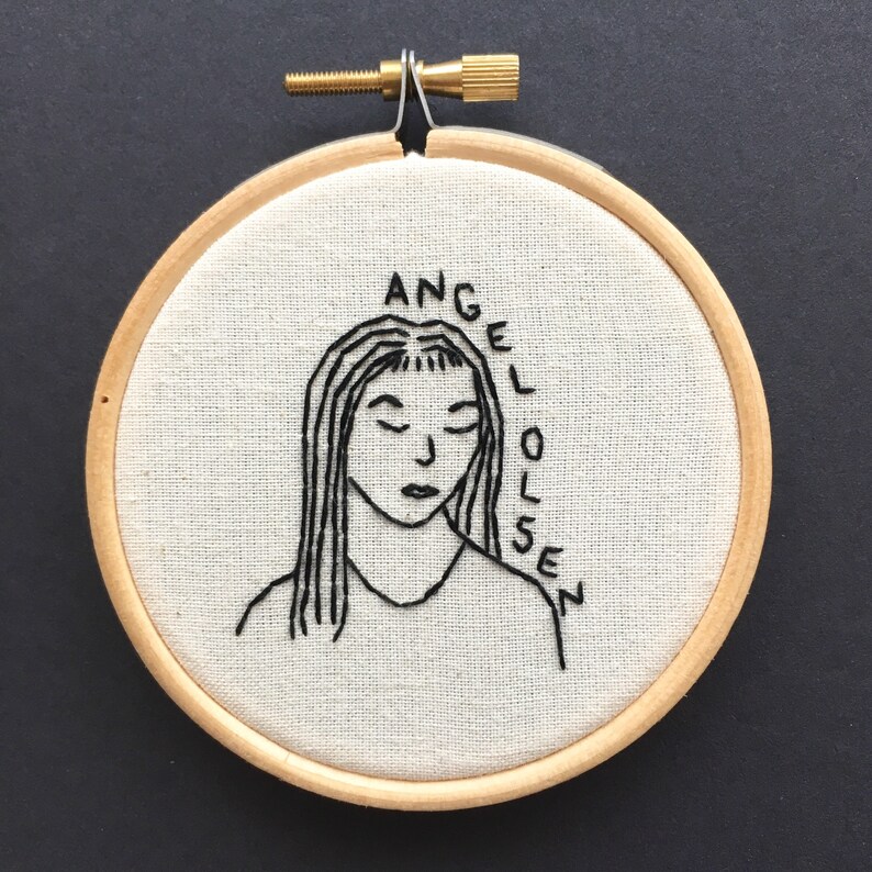 Angel Olsen Hand Stitched Embroidery Hoop Art  Mini Embroidery Hoop  Oh My Golly Embroidery