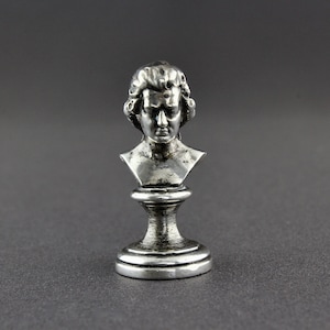Vintage 800 Silver Miniature Bust Of A Victorian Man With His Hair In A Pigtail