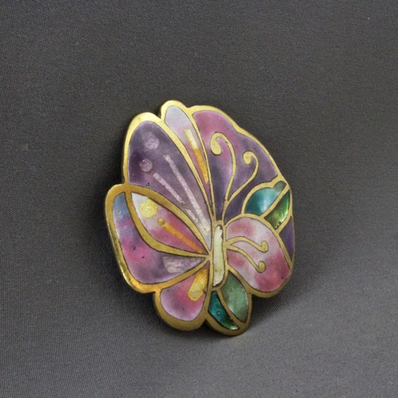 Vintage David Kuo Abstract Butterfly Flower Paste… - image 3