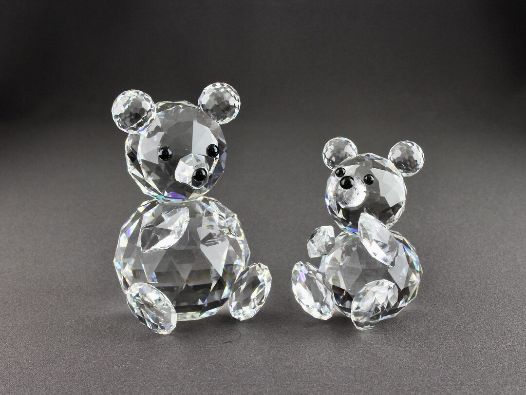 【美品・2個まとめ】スワロフスキー クリスタル スワン テディベア Vintage Swarovski Two Teddy Bears Clear Crystal Figurines in an