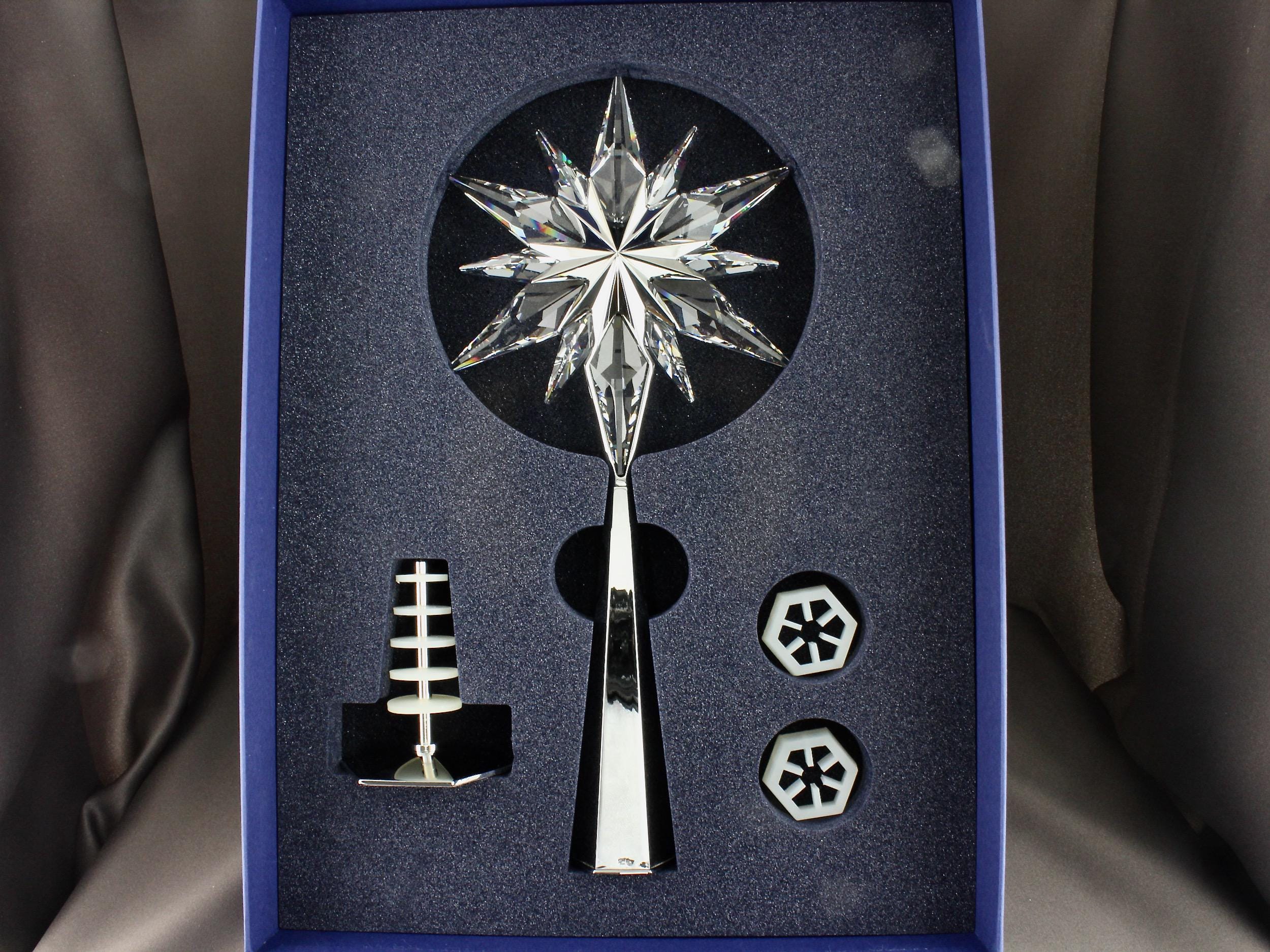 Vintage Swarovski 0843215 Rockefeller Center Shining Star Clear Crystal Christmas Tree Topper Standing Ornament in Original Box for Raul