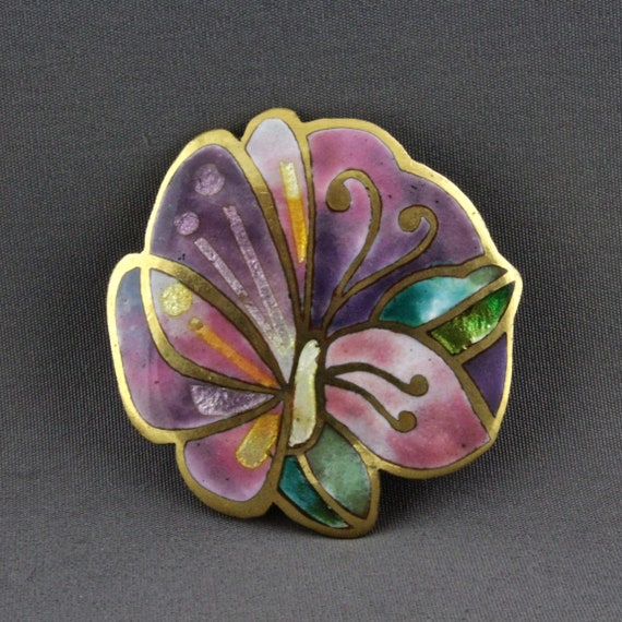 Vintage David Kuo Abstract Butterfly Flower Paste… - image 2