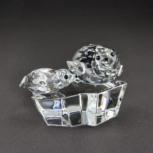 Vintage Swarovski Save Me Mother And Baby Seal Clear Crystal Figurine In Original Box
