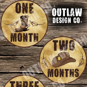 Baby Boy Monthly Milestone Markers Printable Instant Download Western Cowboy Horses Outlaw Wild West Sheriff Country Rugged Photo Prop