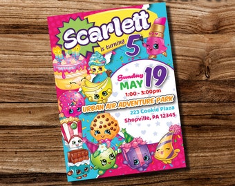 Shopkins Birthday Invitation Shopville Kooky Cookie Confetti Girl Instant Download Printable Customizable Personalized Fun Invite 5x7