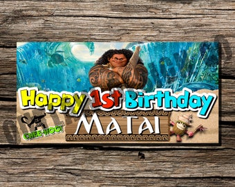 Maui Disney Moana Vaiana cumpleaños fiesta fondo bandera personalizada personalizada descarga inmediata imprimible Decor Party Boy