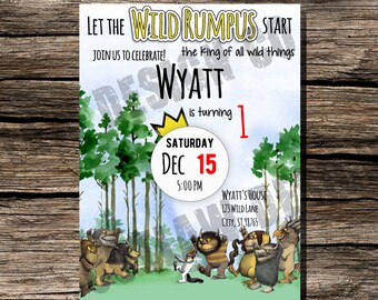 DIY Editable PDF Where The Wild Things Are Birthday Invitation 5x7 Invite Digital Download Printable Customized Boy Girl Wild Rumpus