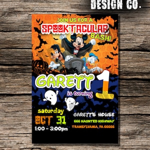 Mickey Mouse Disney Halloween Birthday Invitation Instant Download Printable Customizable Personalized Spooky Ghost Fun Invite 4x6