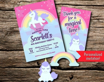 Unicorn Birthday Party Pack Bundle Magic Magical Rainbow Stars Pink Purple Decor Kit Instant Download Printable Customized Personalized DIY