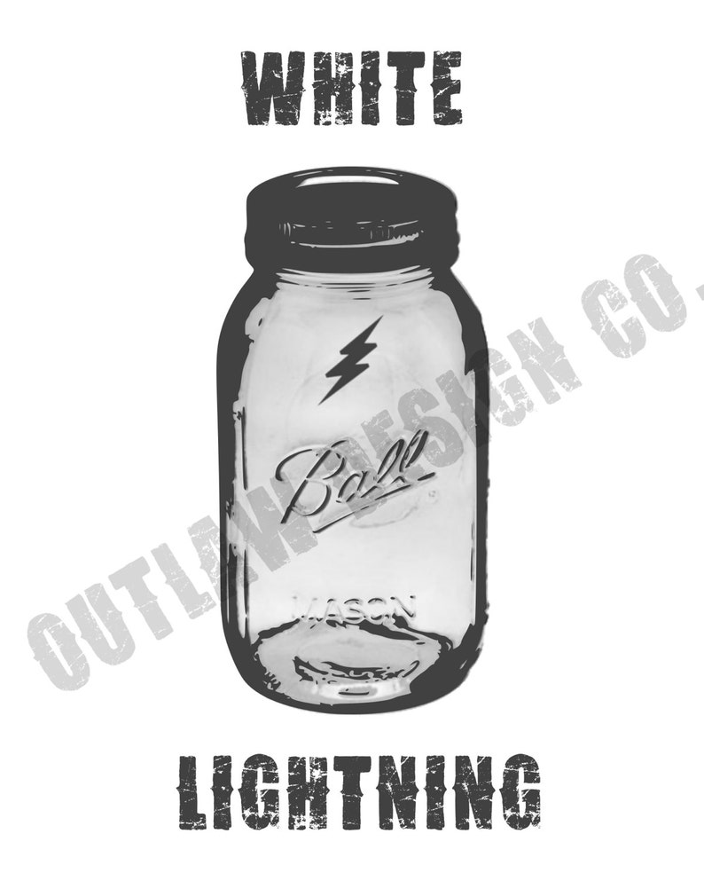 Moonshine Bootleg White Lightning Mason Jar Whiskey 8x10 Wall Art Print Home Decor Instant Digital Download Printable image 2