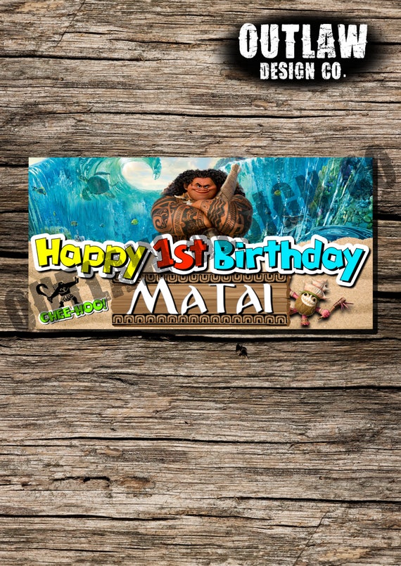 Maui Disney Moana Vaiana Birthday Party Backdrop Banner Personalized  Customized Instant Download Printable Party Decor Boy