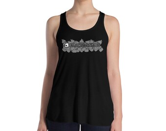 May include: Black racerback tank top with a gray graphic of a skull and the text "SHINE RUNNER" on the front.