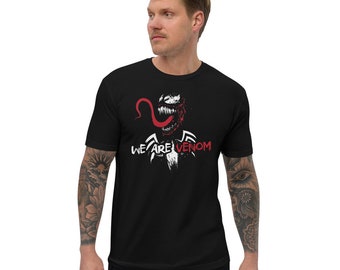 May include: Black t-shirt with a white graphic of Venom's face and the text "We Are Venom".
