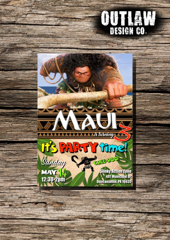Moana Maui Birthday Party Pack Bundle Disney Vaiana Birthday Boy Girl Decor  Kit Instant Download Printable Personalized DIY Poster Invite 