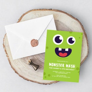 Monster Bash party invitation 4 x 6 inch
