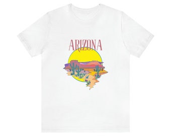 Desert Shirt, Cactus Shirt, Adventure Shirt, Arizona Shirt, Cactus Scene Shirt, Women Shirt Arizona Desert Graphic T Shirt Short Sleeve Tee