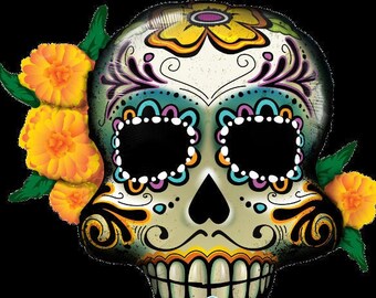 Globos de papel de aluminio Sugar Skull y Skull Mylar