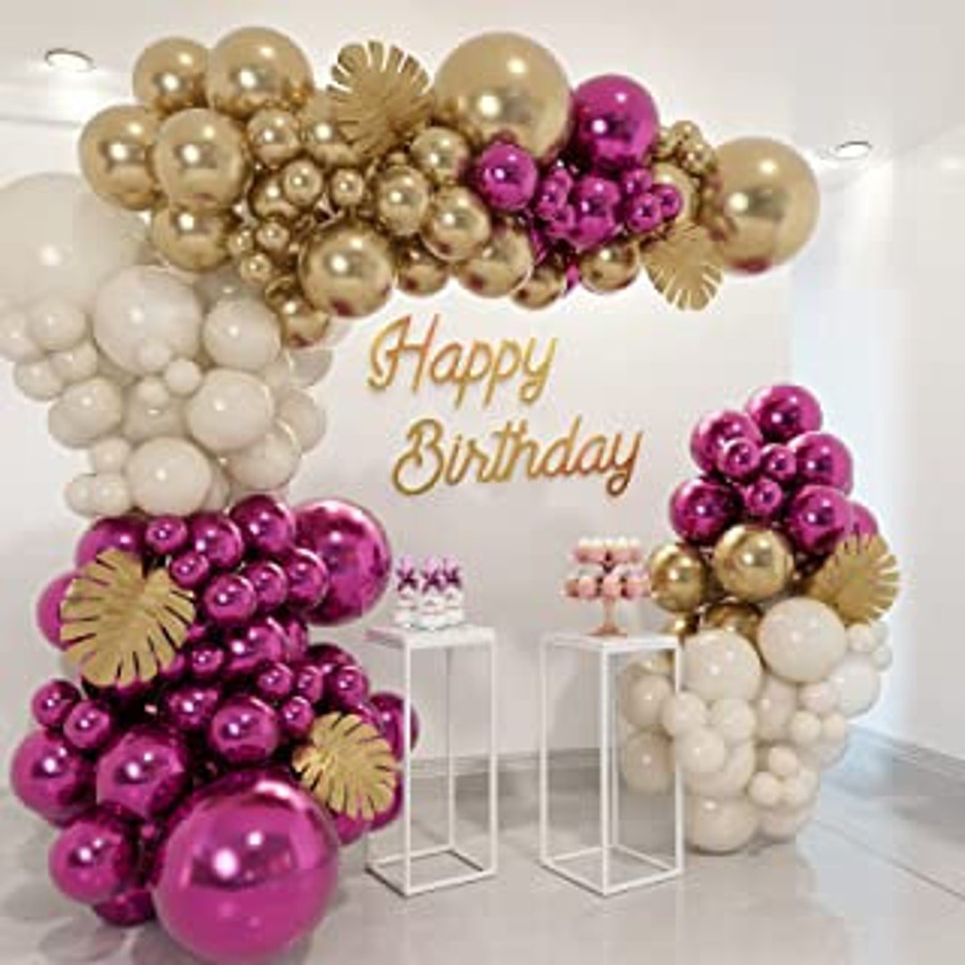 Chrome Fuchsia and Gold Balloon Garland DIY Kit Valentine Etsy