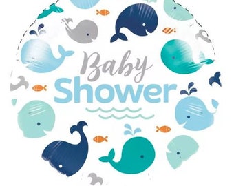 Baby Shower para un niño ballena Tema Mylar Foil Globos