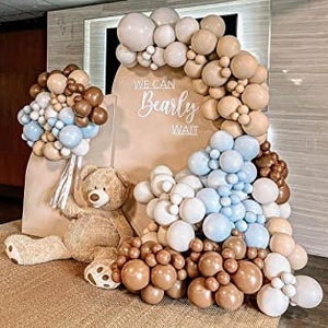 Muted Neutral Blue and Beige Color Balloon Garland DIY Kit Boho Theme