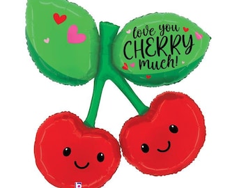 Globo de San Valentín de 37" con la frase "Te amo, cereza" en forma de corazón