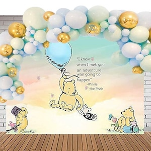 Pastel Blue and Green Balloon Garland Pooh Bear Party  Theme