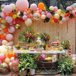 Luau Balloon Garland Kit with Jumbo 36 inch Balloons Included Tropical Paradise Flamingo Theme Party Balloons