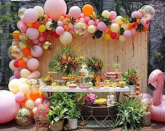 Kit de guirnalda de globos Luau con globos gigantes de 36 pulgadas incluidos Globos de fiesta temáticos Tropical Paradise Flamingo