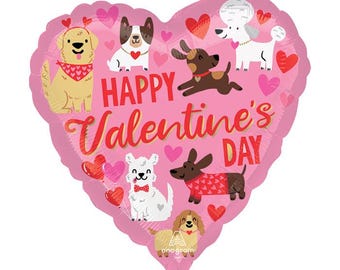 Globos de San Valentín de 43 cm: Perro adorable, Abrazos y besos, Pájaros del amor, ¡Eres genial!
