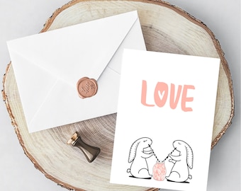 Tarjetas de San Valentín imprimibles - Tarjetas de amor- Paquete de 4 paquetes de tarjetas de felicitación