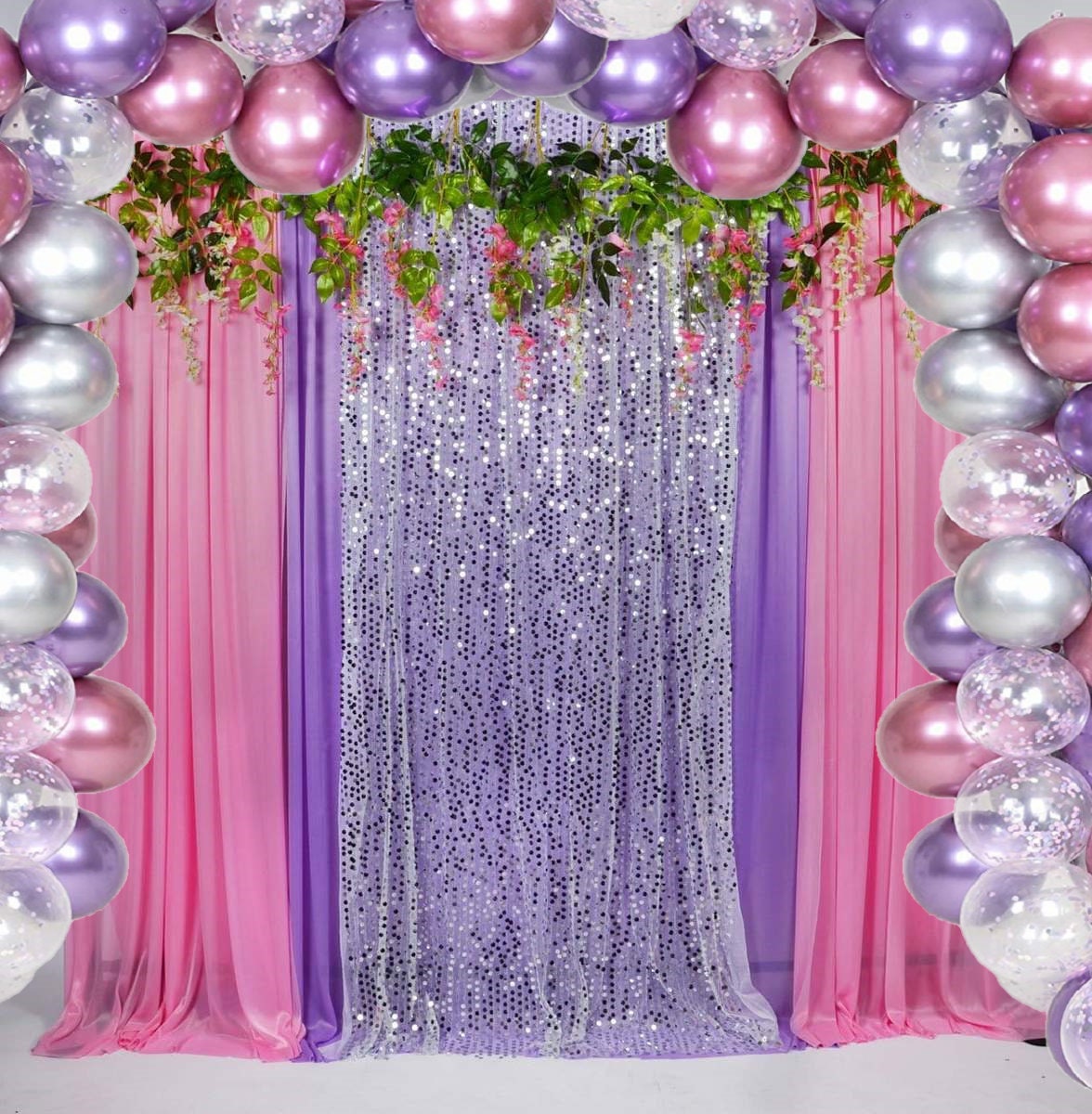 Pink and Purple Birthday Balloon Garland Kit Chrome Princess Etsy