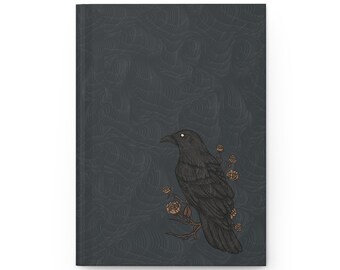 Cuaderno de tapa dura con ilustración de Cuervo Oscuro / Cuaderno gótico del Cuervo