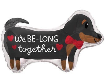 Globo de San Valentín de 28" con forma de perro salchicha "We Be Long Together"