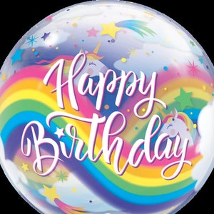 Rainbow Birthday Clear Bubble Balloon