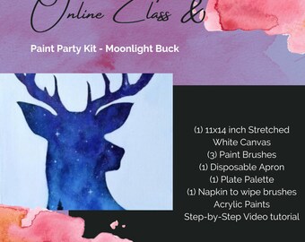 Paint Party Painting Kit - Buck in the Moonlight Painting